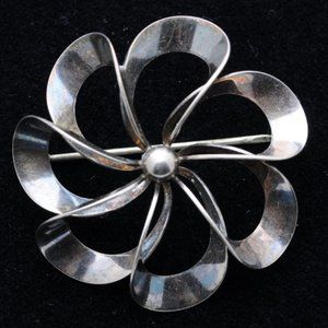 Rare Danish Silver flower pin - Vintage